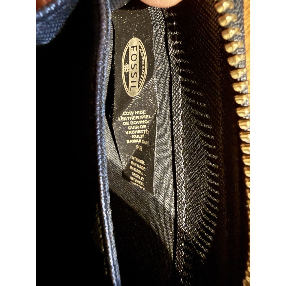 Fossil Black Leather Zip Around Wallet Cowhide Continental Organizer Slim - Picture 5 of 9